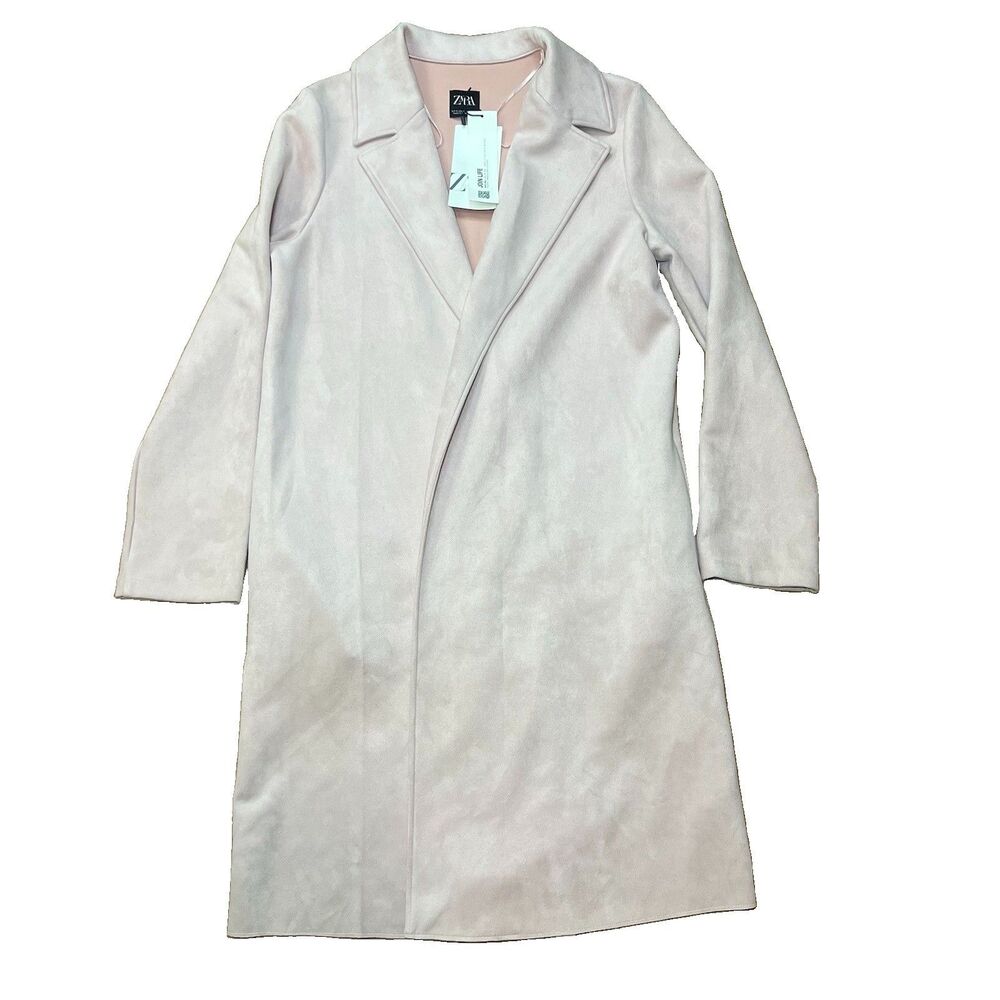 Zara Light Pink Unlined Overcoat Open Closure Long Sleeve Women's Coat